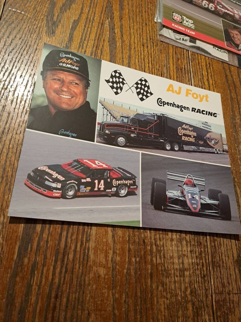Vintage A.J. Foyt Copenhagen Racing 8x10 Driver Card NASCAR IndyCar